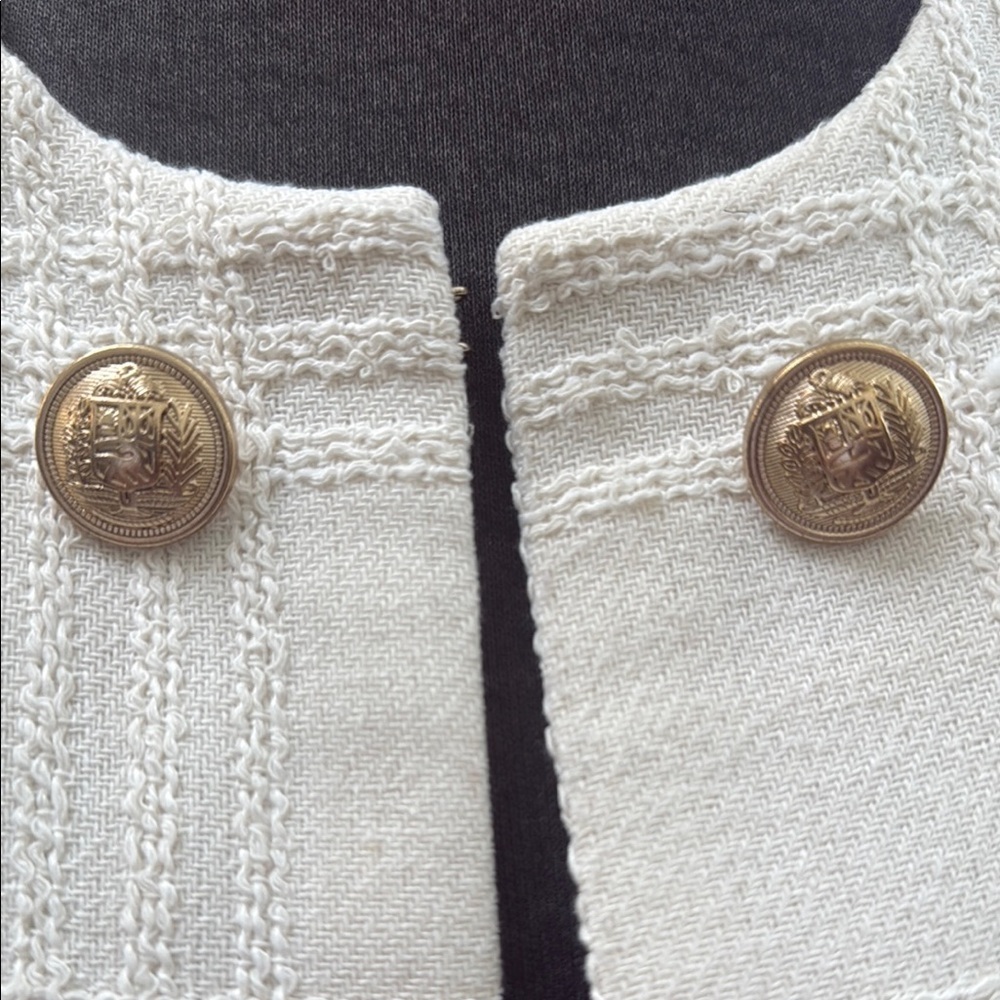 Suzy Shier White Blazer with Gold Buttons. Size Medium - Picture 2 of 8